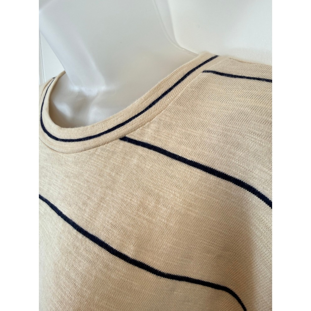 NWT Lou & Grey Striped Long Sleeve Knit Top Barely Beige Small Cotton Blend - Picture 6 of 13